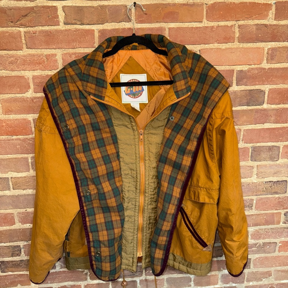 Men's Vintage Mustard Jacket with Plaid Lining